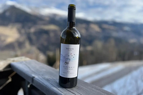 Bottle of Saperavi natural wine from Georgia